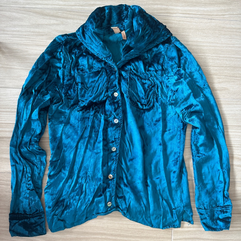 Vintage Gigli Blue Velvet Women's Long Sleeve Shirt